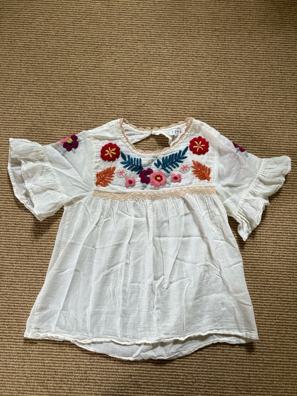 THML Embroidered Floral Peasant Blouse
